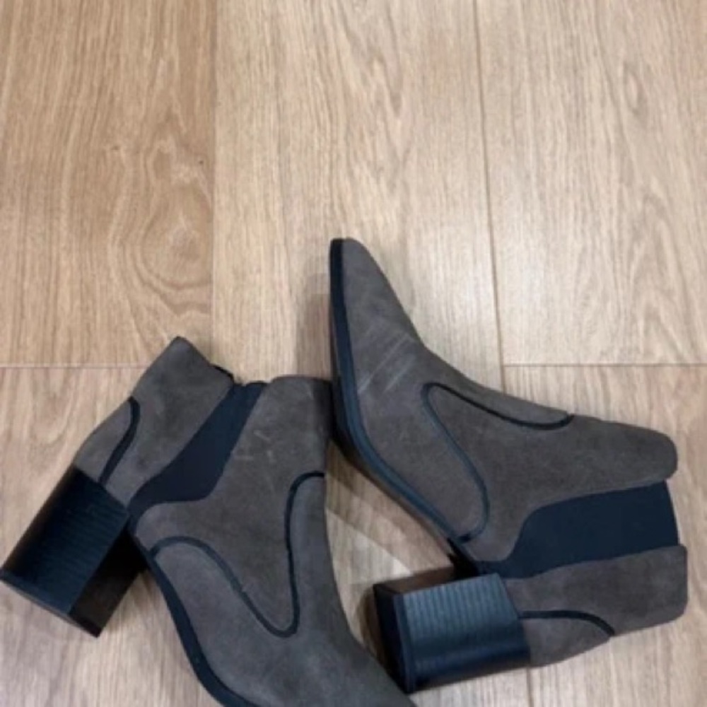 Zara Taupe and Black Heeled Boots